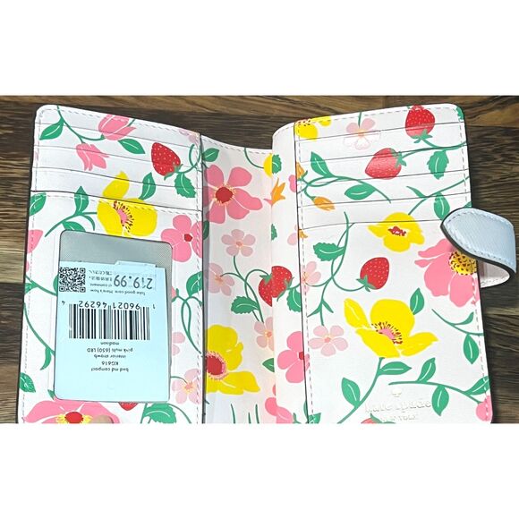 Kate Spade Madison Strawberry Garden Medium Compact Bifold Wallet - Picture 7 of 8